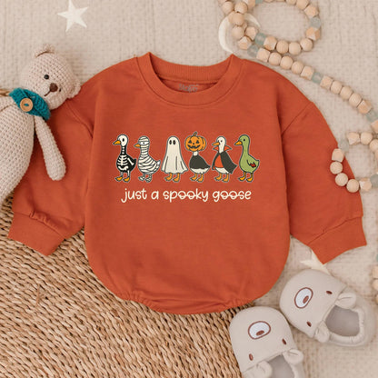 Spooky Goose Halloween Baby Romper Sweatshirt Outfit, Cute Toddler Fall Clothes, Funny Goose Costume Gift, Spooky Season