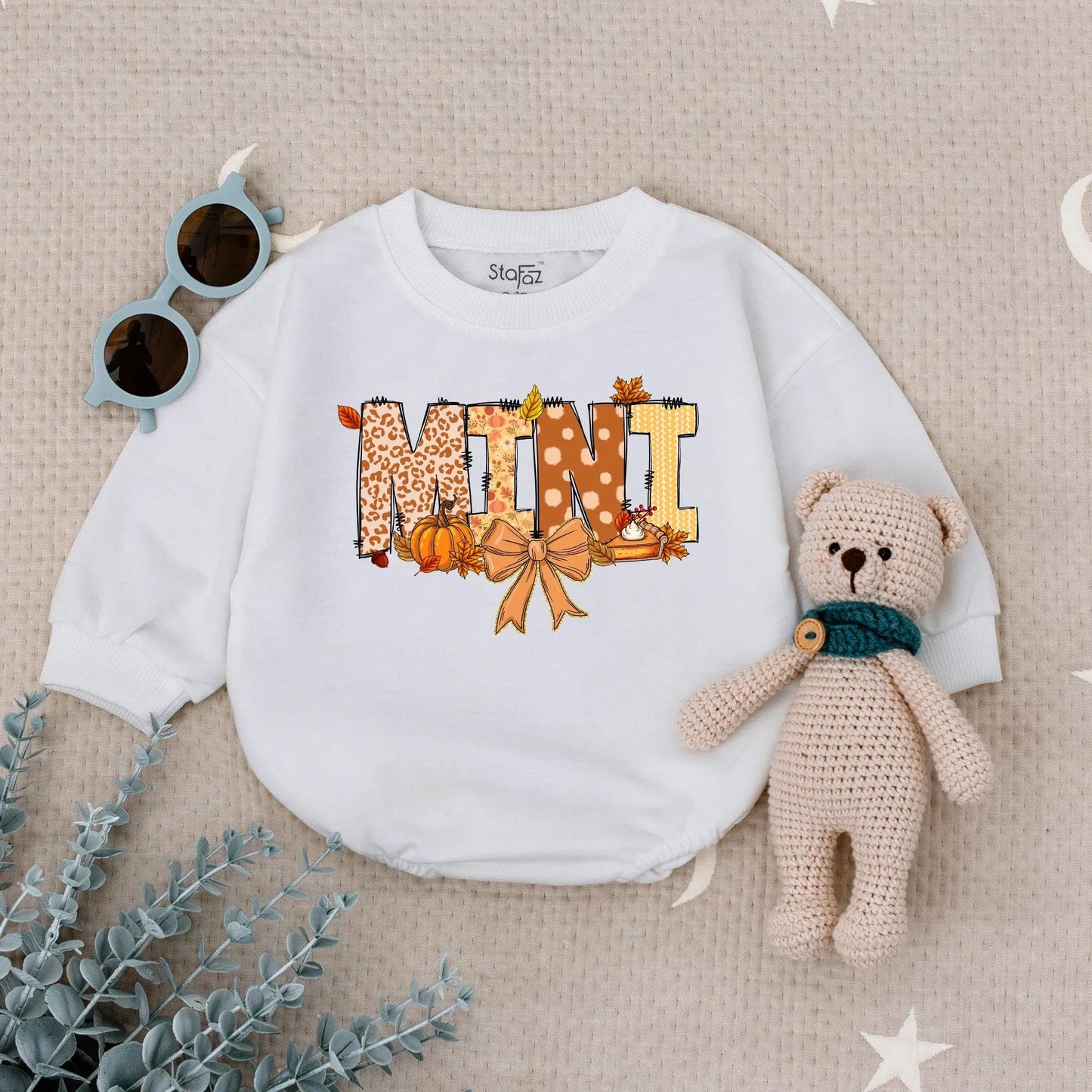 Comfortable Matching Mama Mini Fall Sweatshirts for Mommy and Me Featuring Leopard Polka Dot Pumpkins Leaves Pie Festive Thanksgiving Apparel