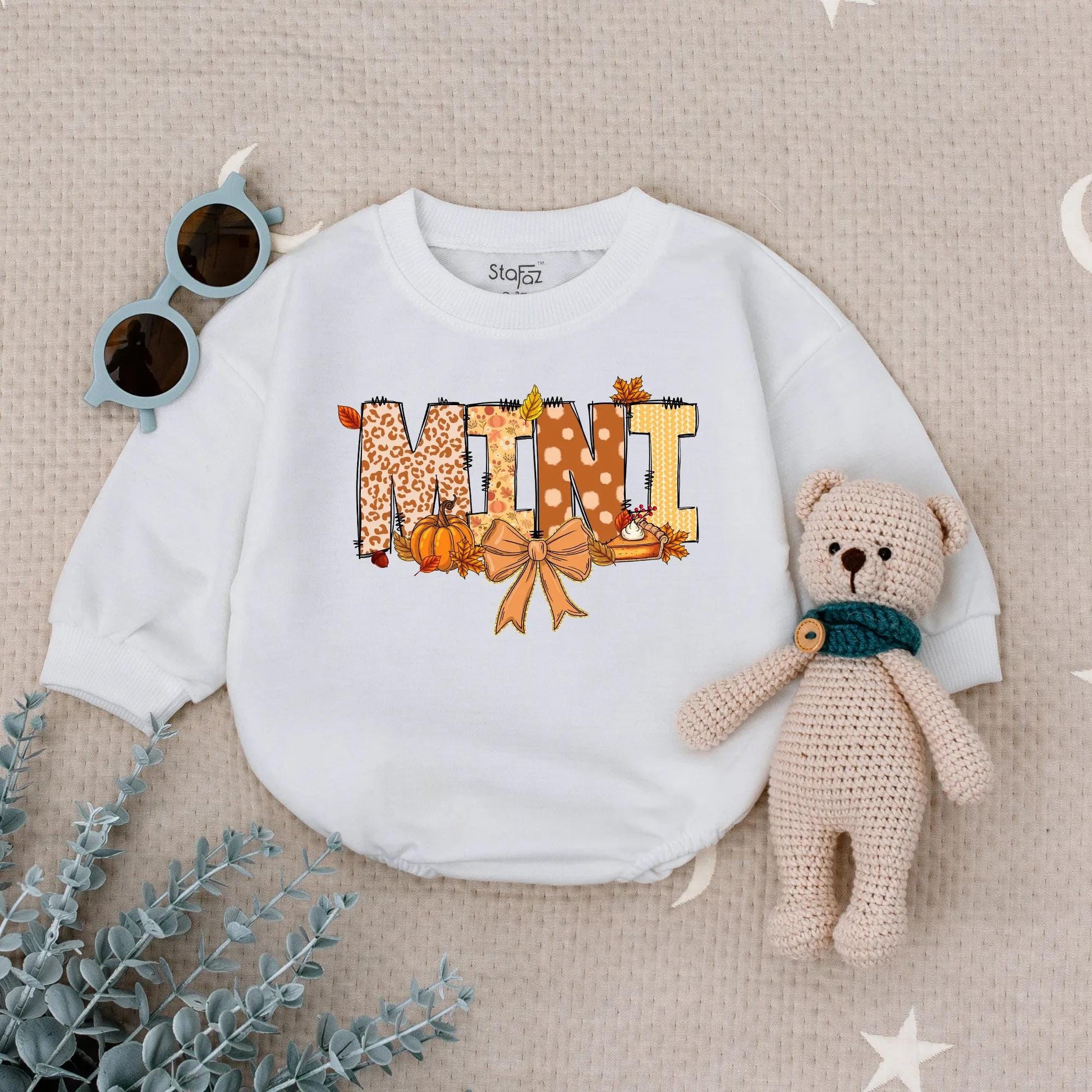 Comfortable Matching Mama Mini Fall Sweatshirts for Mommy and Me Featuring Leopard Polka Dot Pumpkins Leaves Pie Festive Thanksgiving Apparel