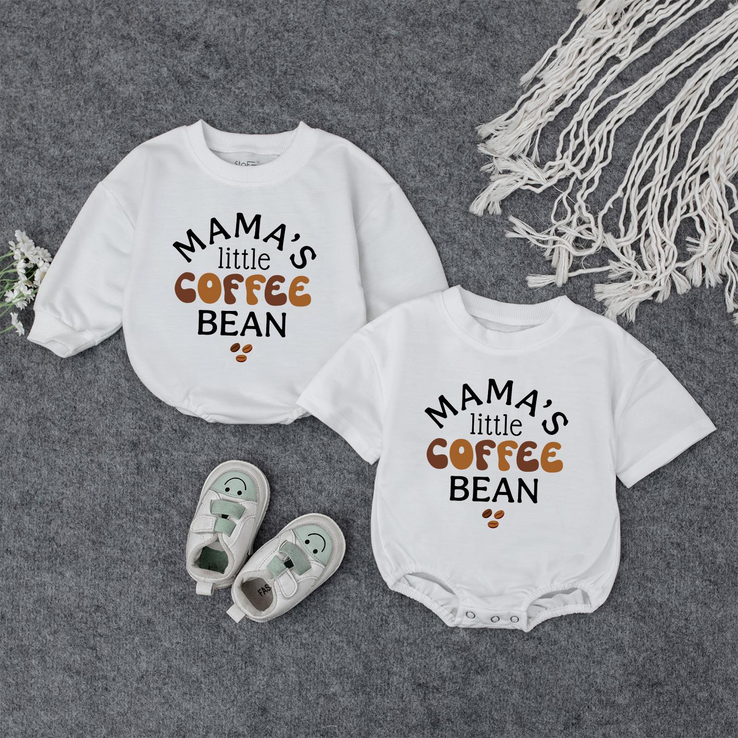 Mama's Little Coffee Bean Romper Baby Toddler Coffee Lover Outfit Long Sleeve Newborn Gift