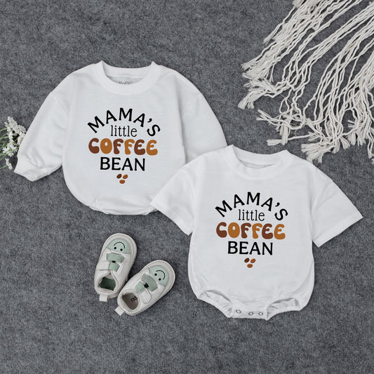 Mama's Little Coffee Bean Romper Baby Toddler Coffee Lover Outfit Long Sleeve Newborn Gift
