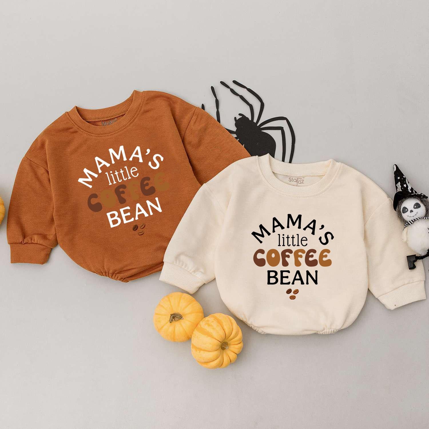 Mama's Little Coffee Bean Romper Baby Toddler Coffee Lover Outfit Long Sleeve Newborn Gift