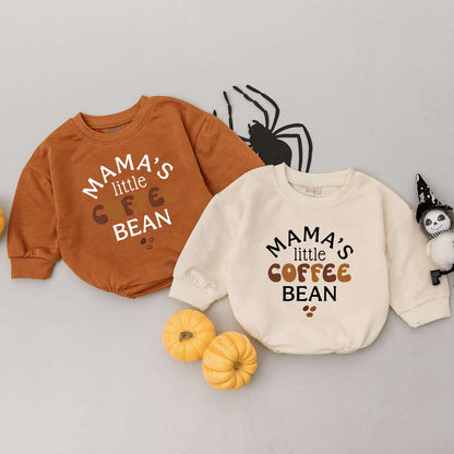 Mama's Little Coffee Bean Romper Baby Toddler Coffee Lover Outfit Long Sleeve Newborn Gift