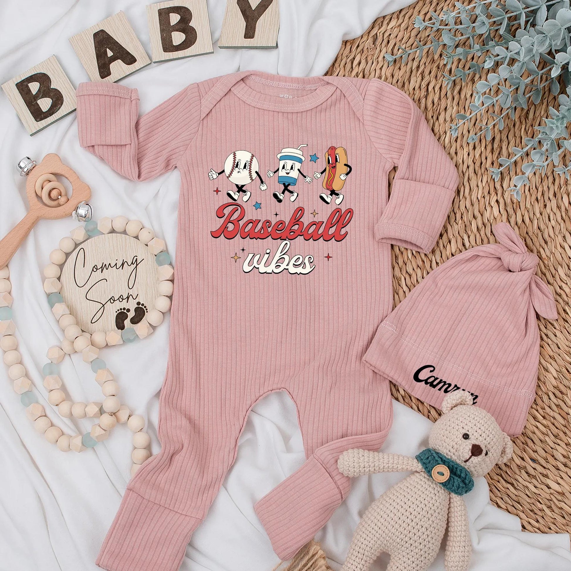 Baseball Vibes Baby Bodysuit: Game Day Newborn Outfit with Cartoon Characters & Retro Font! Cute Baseball Romper, Sport Fan Gift, Comfy Cotton Clothes