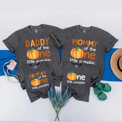 Matching Family Pumpkin Birthday Shirts: Daddy, Mommy, Sister, & Little Pumpkin Fall 1st Birthday Outfits