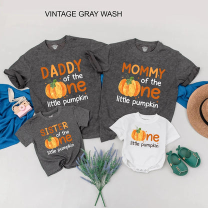 Matching Family Pumpkin Birthday Shirts: Daddy, Mommy, Sister, & Little Pumpkin Fall 1st Birthday Outfits