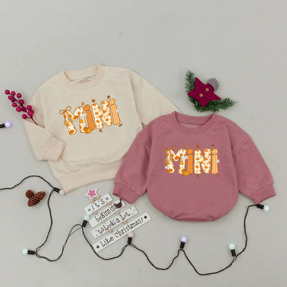 Mama Mini Fall Pumpkin Matching Sweatshirt Autumn Mommy & Me Sweater Thanksgiving Family Outfit Pumpkin Bow Fall Season Thankful Mama