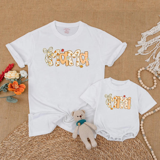 Mama and Mini Matching Fall Pumpkin Romper for Baby Girl Sweet Autumn Thanksgiving Family Photo Outfits Cute Gift