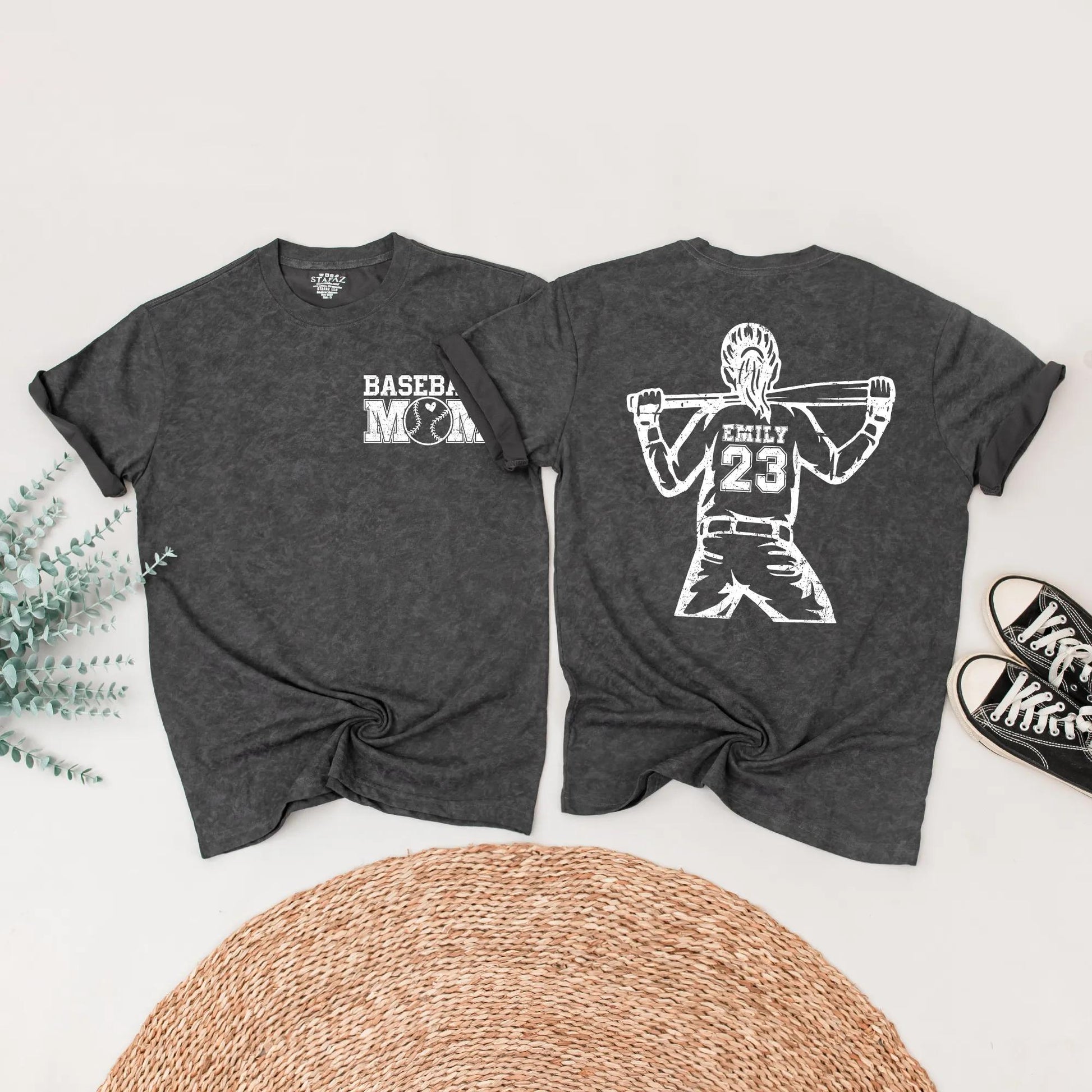 Distressed Baseball Mom & Me Matching Shirts Custom Name Number Baseball Season Game Day Outfits