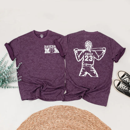 Distressed Baseball Mom & Me Matching Shirts Custom Name Number Baseball Season Game Day Outfits
