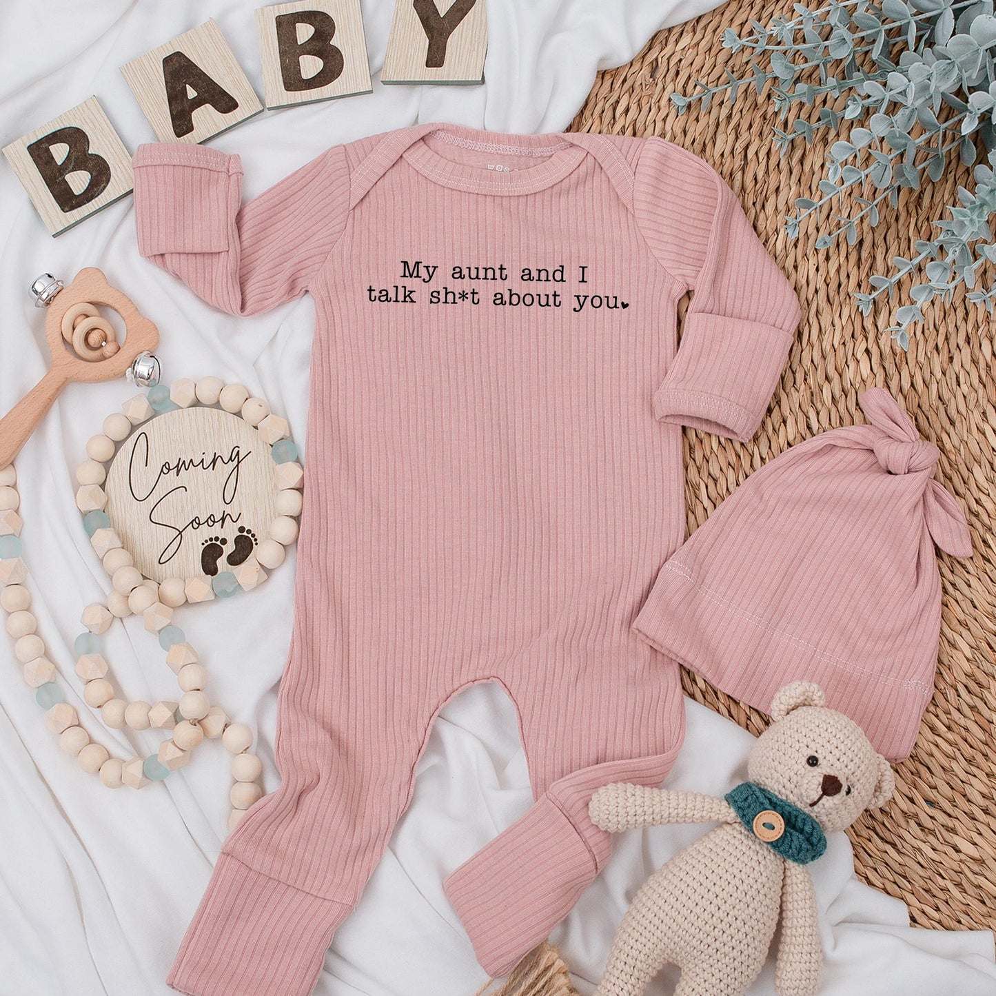 My Aunt and I Talk Sh*t About You Baby Bodysuit, Funny Newborn Romper, Hilarious Gift from Aunt, Baby Shower Gift, Auntie Baby Clothes