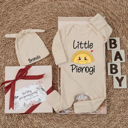 Little Pierogi Baby Bodysuit Cute Dumpling Newborn Romper Funny Polish Food Lover Shower Gift for Polish Families