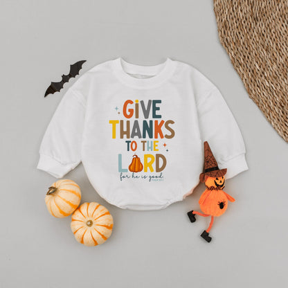 Give Thanks Boys Baby Romper Cute Religious Thanksgiving Outfit for Little Boys Sunday School and Church Wear Cotton Soft Comfortable Baby Clothes