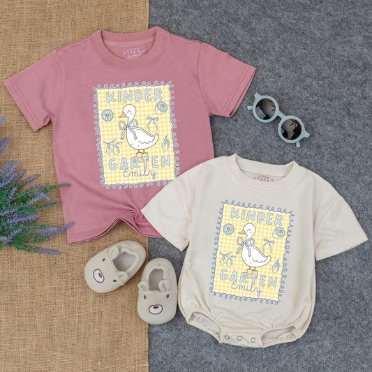 Custom Goose Bow Back To School Shirt for Girls Adorable Kindergarten Toddler Tee First Day Of PreK Celebration Gift