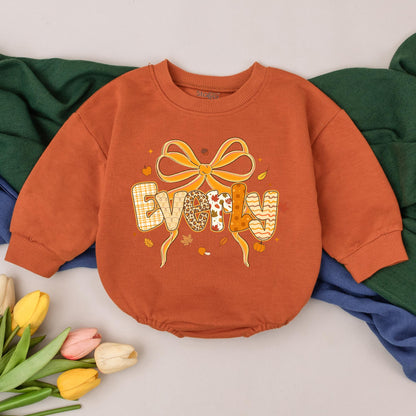 Personalized Thankful Pumpkin Romper Baby Girl Fall Autumn Custom Name Bodysuit First Thanksgiving Gift Outfit