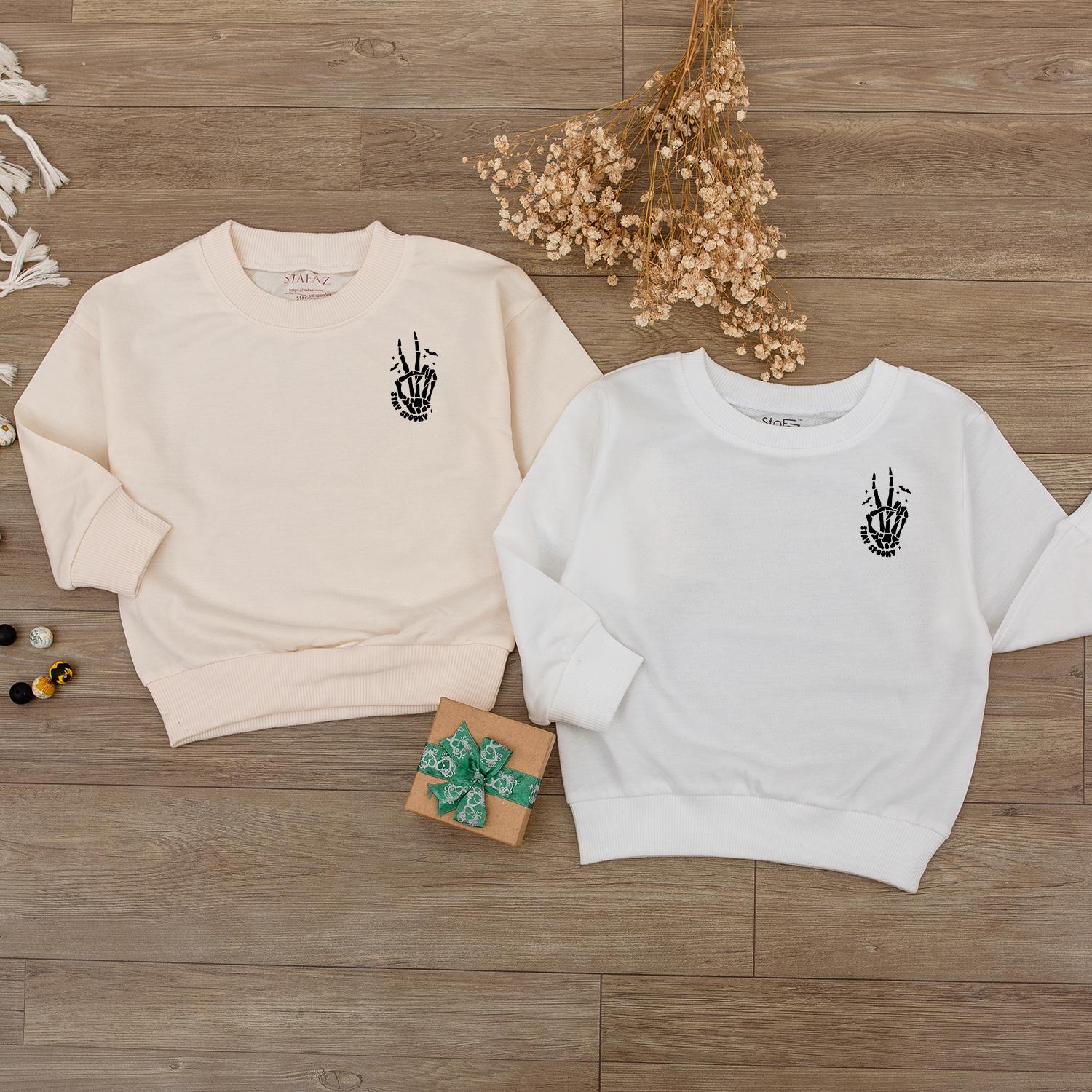 Stay Spooky Skeleton Hands Halloween Sweatshirt for Kids and Toddlers with a Skull Design perfect Fall Party Crewneck Comfortable Gift