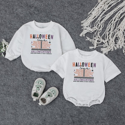 Funny Halloween Baby Sweatshirt for Boys & Girls, Halloweentown Toddler Shirt, Fall Spooky Season Outfit, Cute Baby Crewneck, Pumpkin Autumn Gift (139 chars)