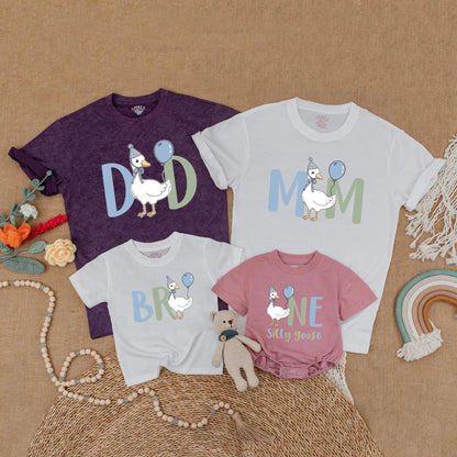 Goose First Birthday Family Matching Shirts Adorable Goose One Year Old Outfit Mama Dada Goose Birthday Party Clothes Boy Gift