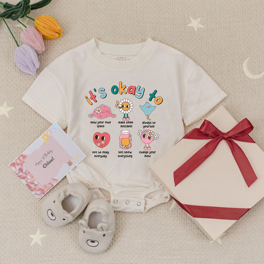 It's Okay Just Do Your Best Baby Romper | Cute Mental Health Gift for Baby Girl | Inspirational Positivity Newborn Gift | Soft Cotton