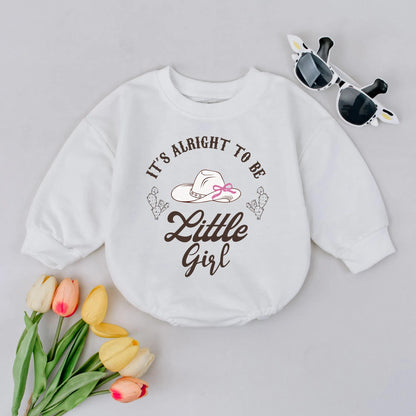 It's Alright To Be Little Girl Bubble Romper Western Baby Outfit Country Farm Newborn Summer Infant Toddler Gift Clothes