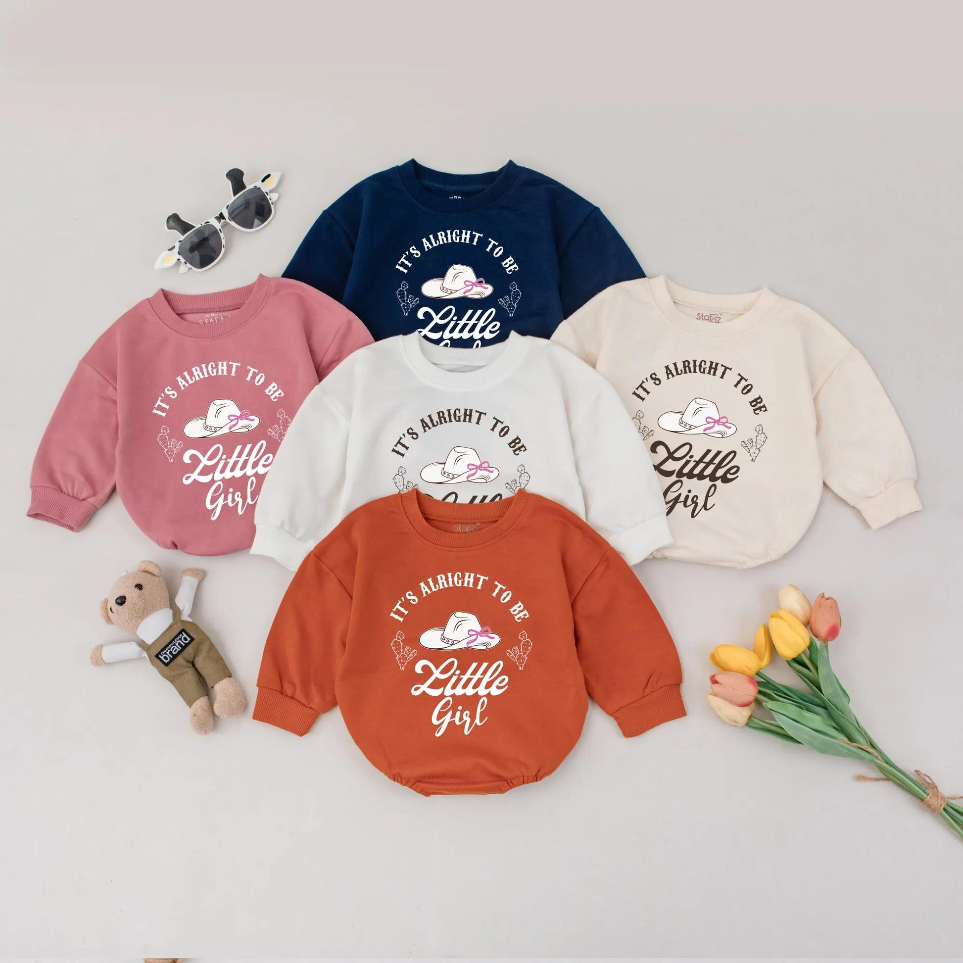 It's Alright To Be Little Girl Bubble Romper Western Baby Outfit Country Farm Newborn Summer Infant Toddler Gift Clothes