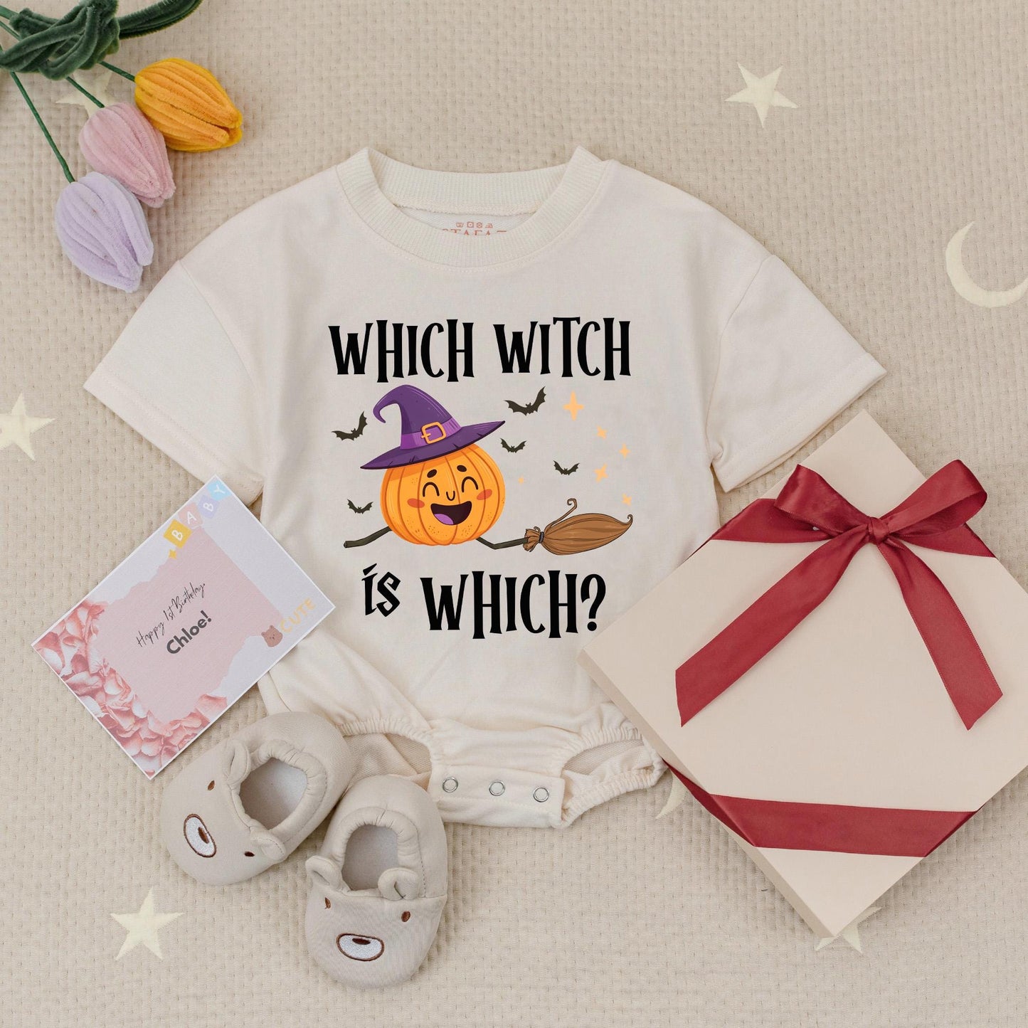 Which Witch is Which Twin Baby Romper Set: Matching Halloween Outfits for Twin Girls, First Halloween Costume Newborn Twins