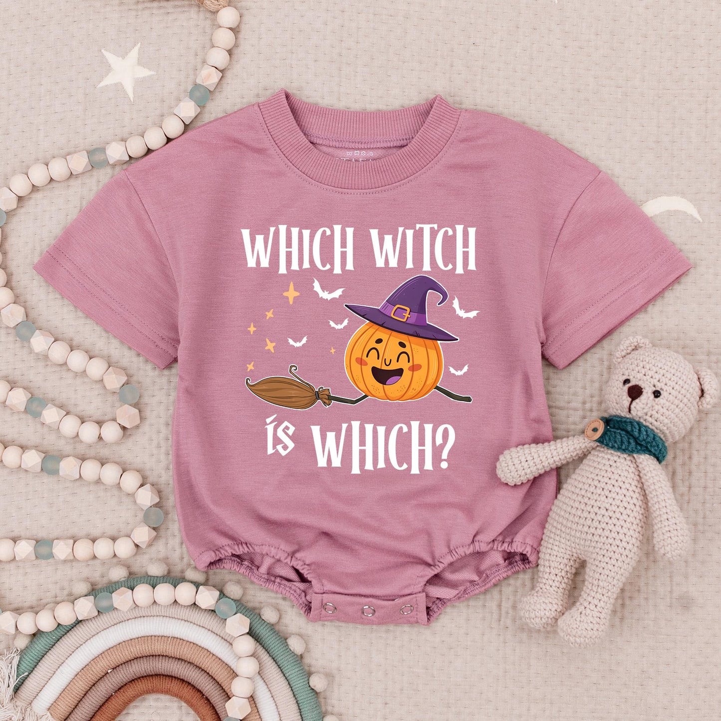 Which Witch is Which Twin Baby Romper Set: Matching Halloween Outfits for Twin Girls, First Halloween Costume Newborn Twins