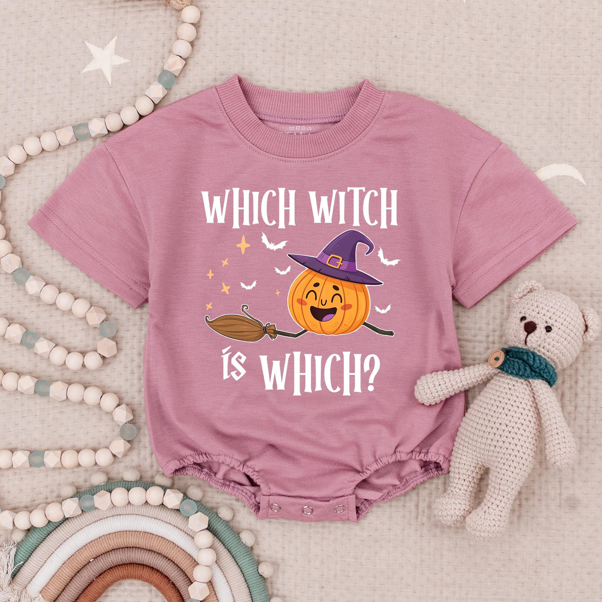 Which Witch is Which Twin Baby Romper Set: Matching Halloween Outfits for Twin Girls, First Halloween Costume Newborn Twins