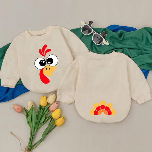 Little Turkey Baby Romper Thankful Turkey Bodysuit First Thanksgiving Retro Fall Autumn Kid Clothes Baby Shower Gift