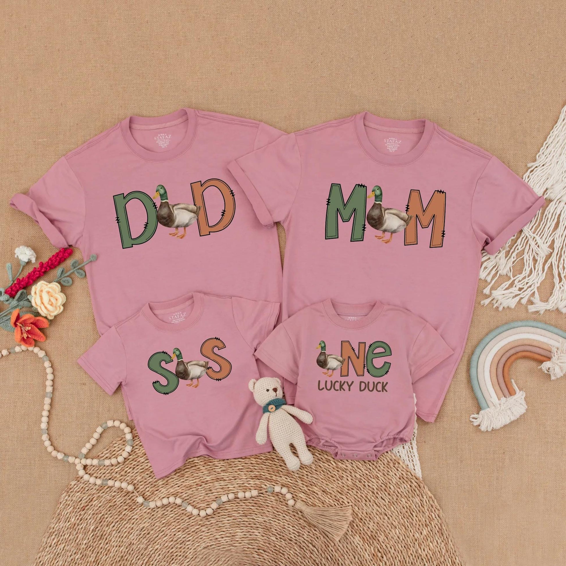 One Lucky Duck First Birthday Matching Family Shirts Mallard Duck Theme Baby Boy Outfit Mommy Me Gift