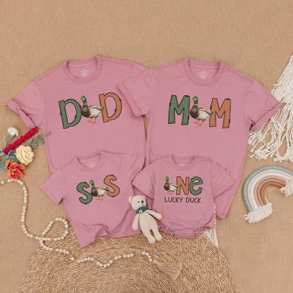 One Lucky Duck First Birthday Matching Family Shirts Mallard Duck Theme Baby Boy Outfit Mommy Me Gift