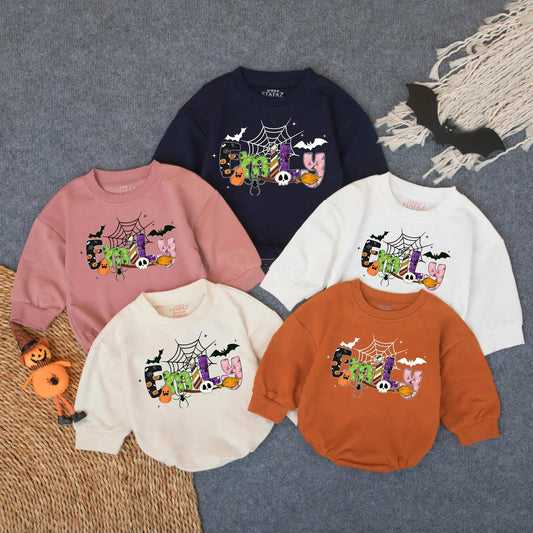 Personalized Spooky Boo Baby Romper My 1st Halloween Ghost Outfit Toddler Pumpkin Patch Gift