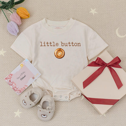 Retro Vintage Brown Baby Romper Minimalist Birthday Outfit Bubble Suit First Birthday Outfit