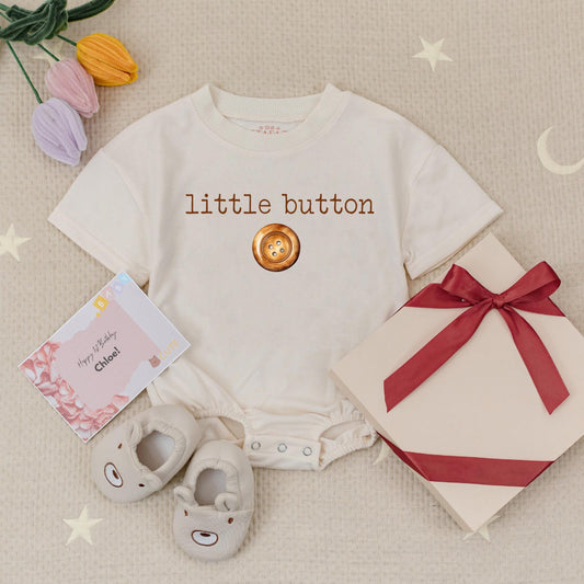 Retro Vintage Brown Baby Romper Minimalist Birthday Outfit Bubble Suit First Birthday Outfit