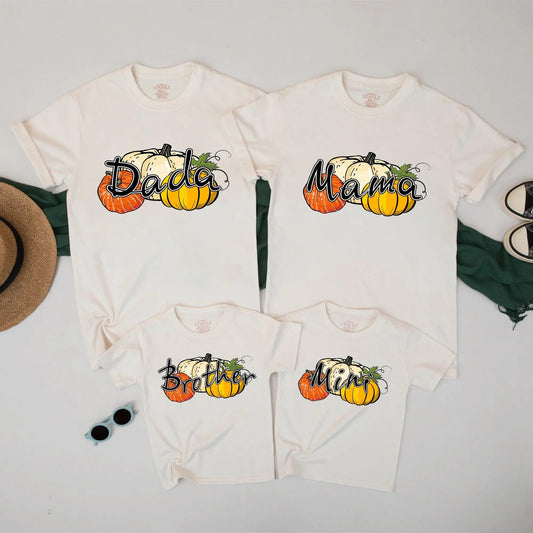 Cute Pumpkin Family Matching Shirts Mama Dada Mini Brother Fall Halloween Outfits
