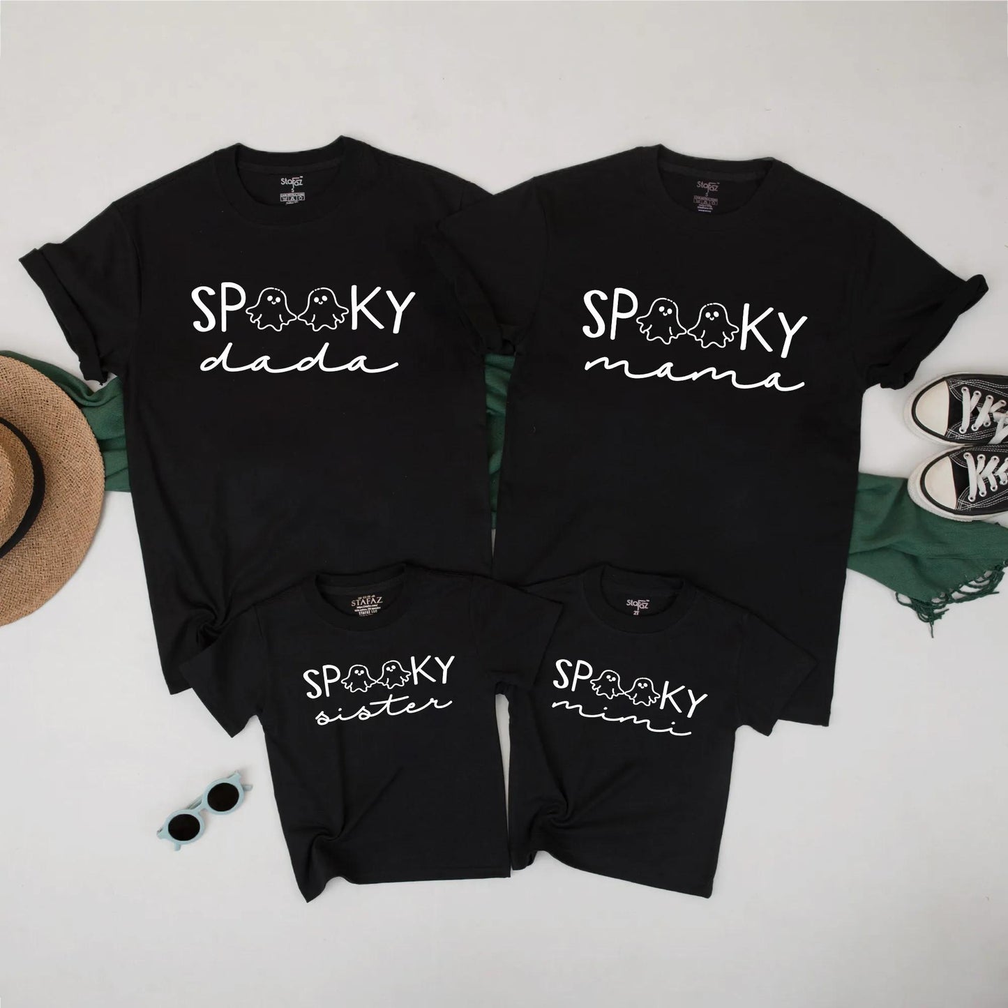 Spooky Family Matching Halloween Shirts with Ghost Design, Mommy, Daddy, Kids Fall Tee Set