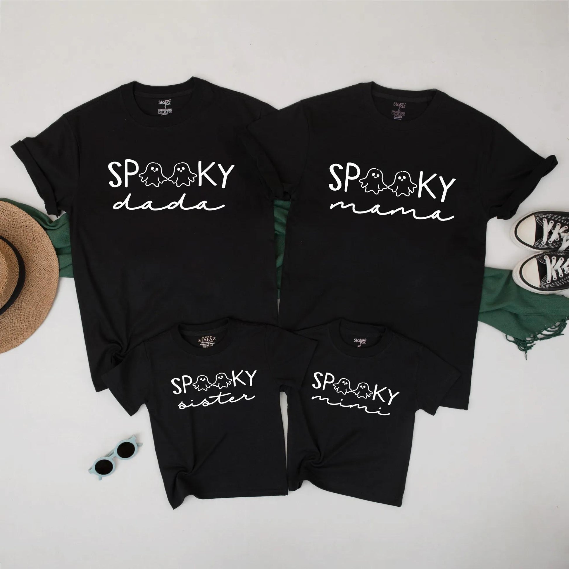 Spooky Family Matching Halloween Shirts with Ghost Design, Mommy, Daddy, Kids Fall Tee Set