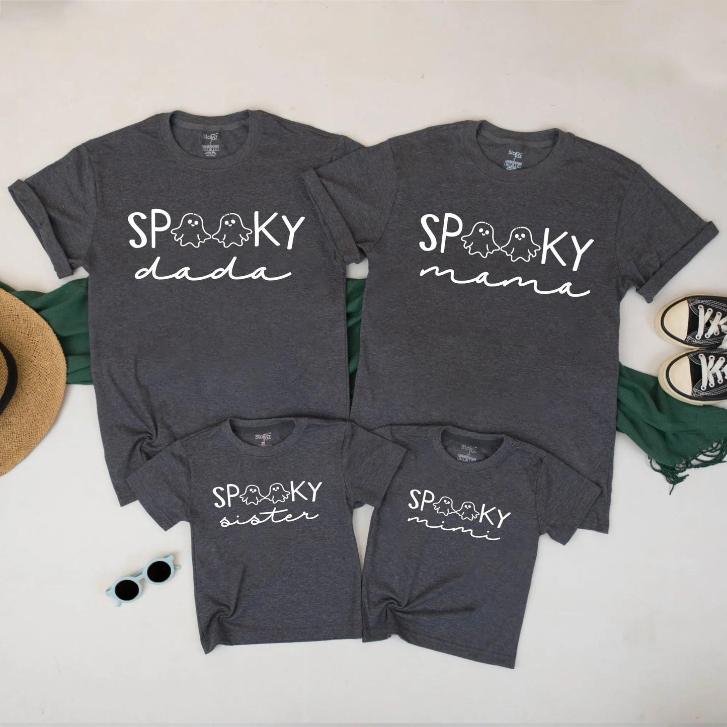 Spooky Family Matching Halloween Shirts with Ghost Design, Mommy, Daddy, Kids Fall Tee Set