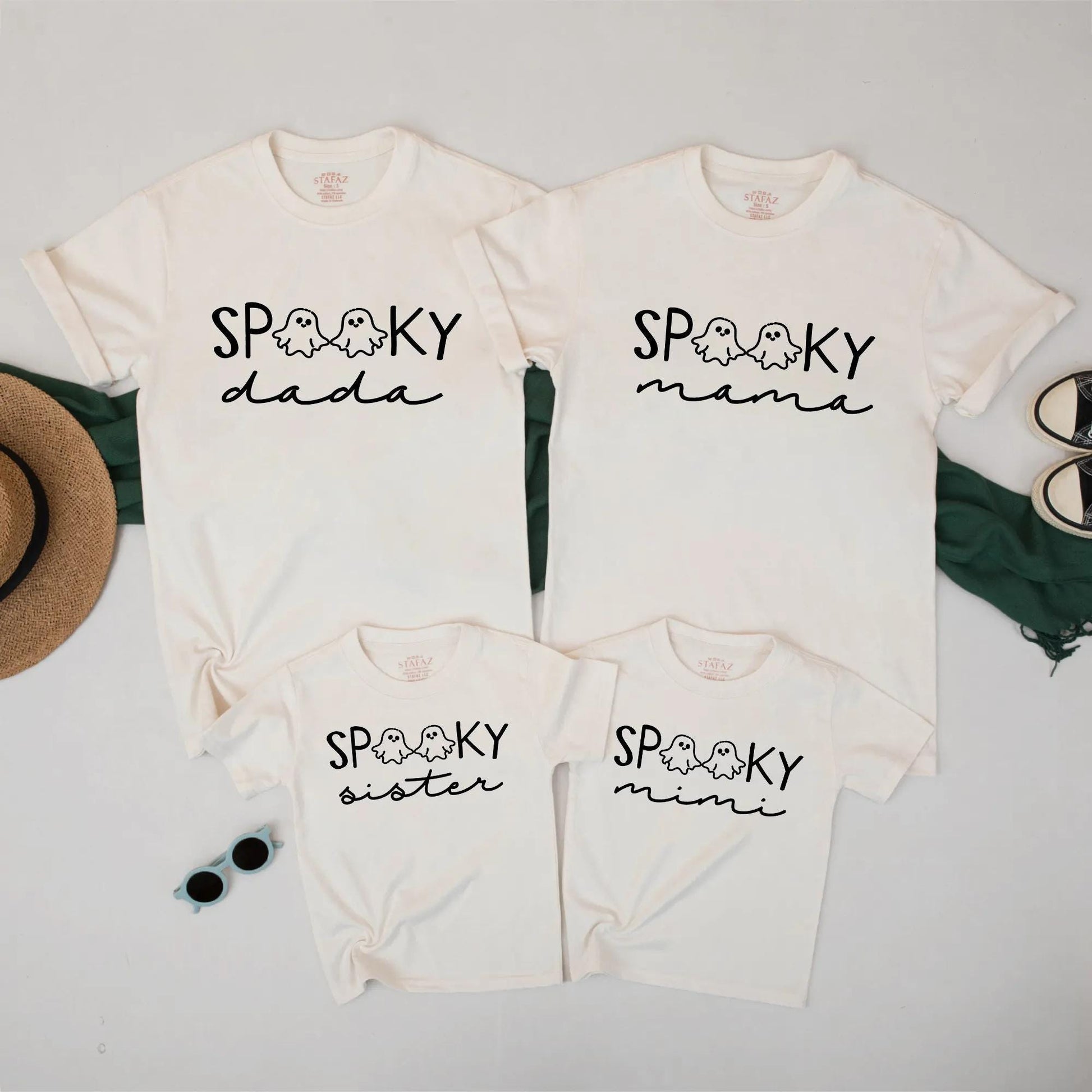 Spooky Family Matching Halloween Shirts with Ghost Design, Mommy, Daddy, Kids Fall Tee Set