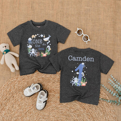 Personalized One the Sea Birthday Romper Ocean Theme First Birthday Bubble Outfit for Boys Girls Under the Sea Party Celebration