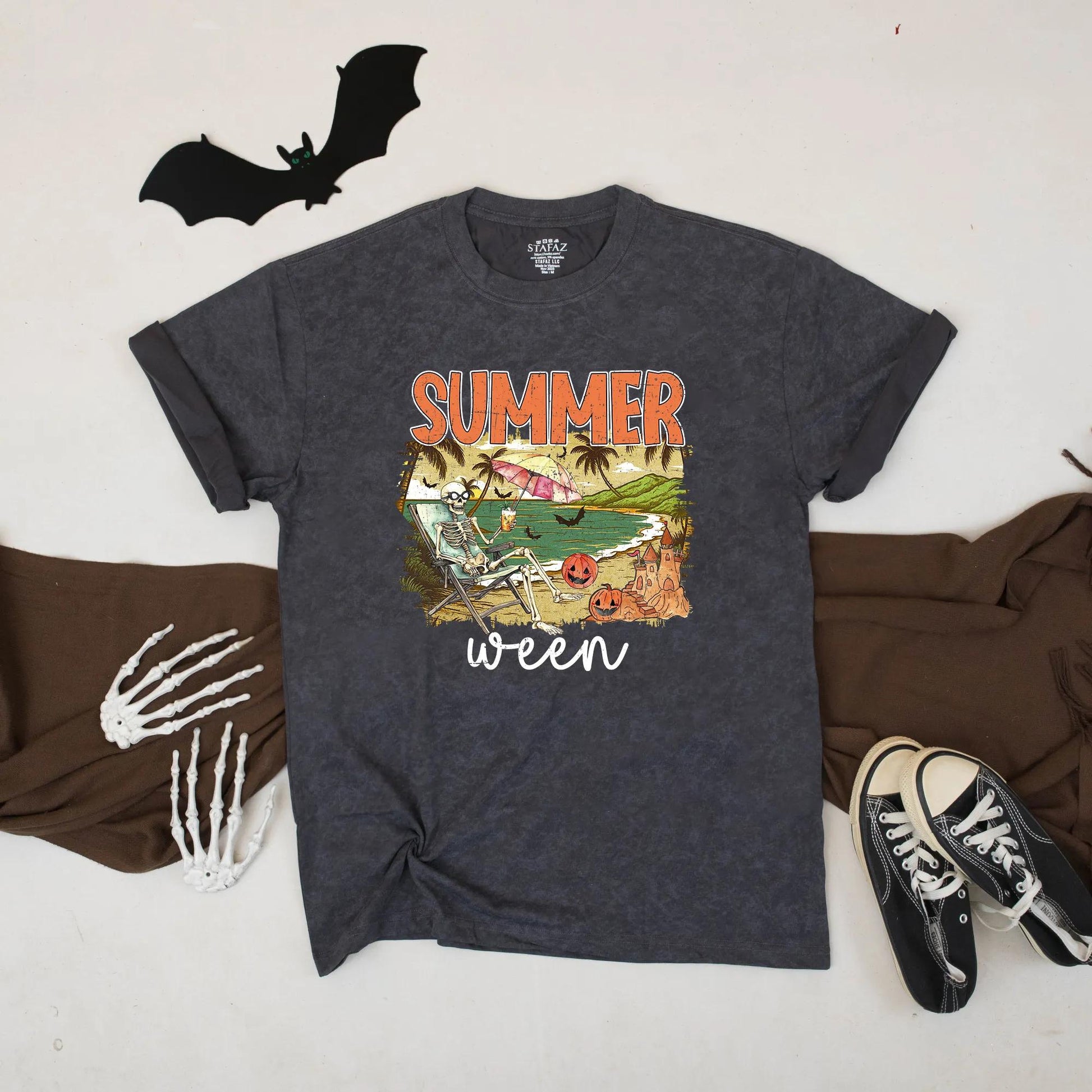 Summerween Pumpkin Sunset Shirt Funny Spooky Vacation Beach Tee Unisex Fall Top Vibes