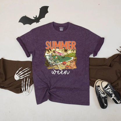 Summerween Pumpkin Sunset Shirt Funny Spooky Vacation Beach Tee Unisex Fall Top Vibes