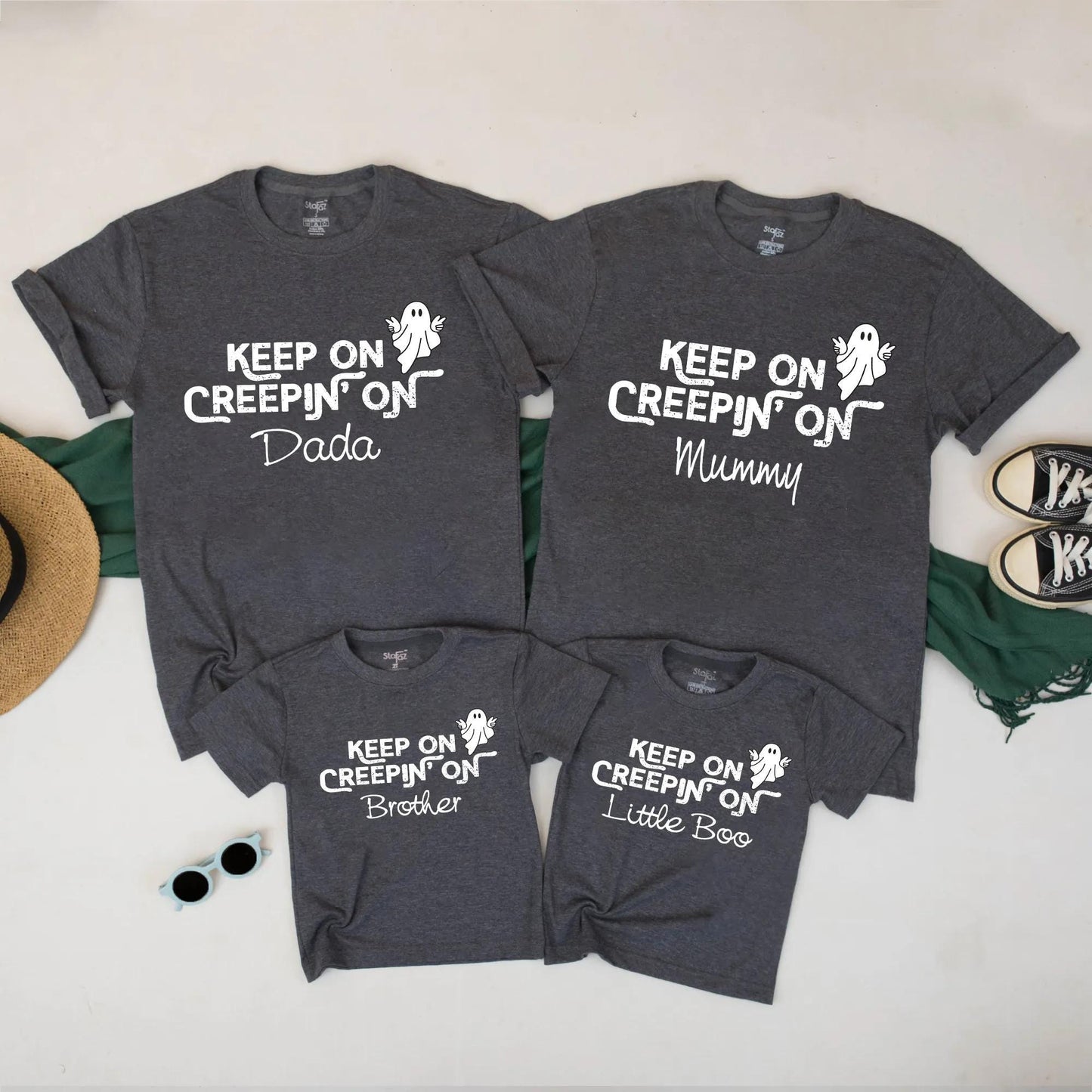 Keep on Creepin' On Family Halloween Shirts Matching Ghost TShirt Set for Dada Mummy Brother Little Boo Cute Spooky Outfit
