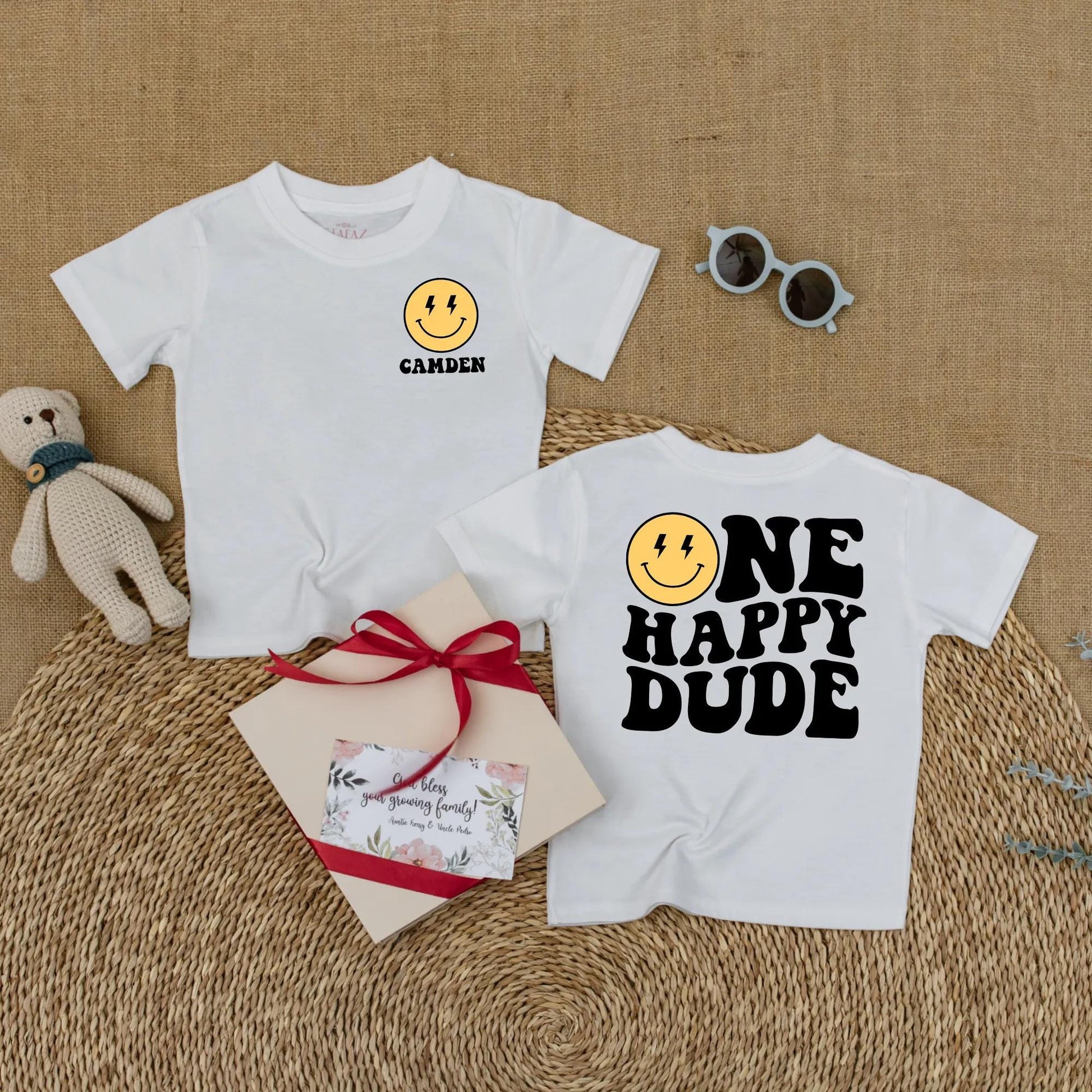 Camden One Happy Dude Baby Romper Retro Smiley Face First Birthday Outfit Toddler Boy Bodysuit Party Gift