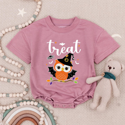 Twin Girls Owl Pumpkin Halloween Baby Romper Cute Trick or Treat Bubble Bodysuit for Baby Girls