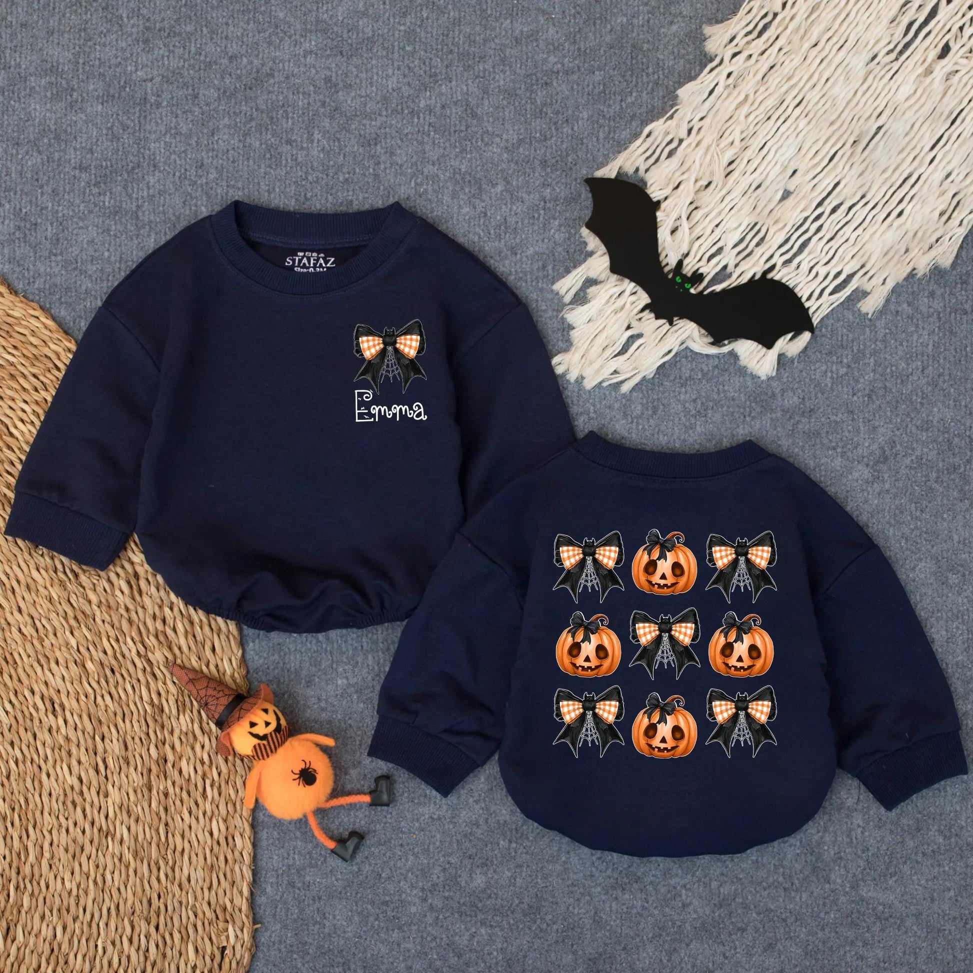 Custom Spooky Season Pumpkin Romper for Baby, Cozy Halloween Outfit, Toddler Boo Clothes, Fall Infant Costume, Baby Girl or Boy Spooky Wear
