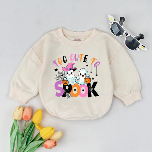 Too Cute To Spook Baby Romper Adorable Ghost Halloween Outfit for Toddlers and Girls