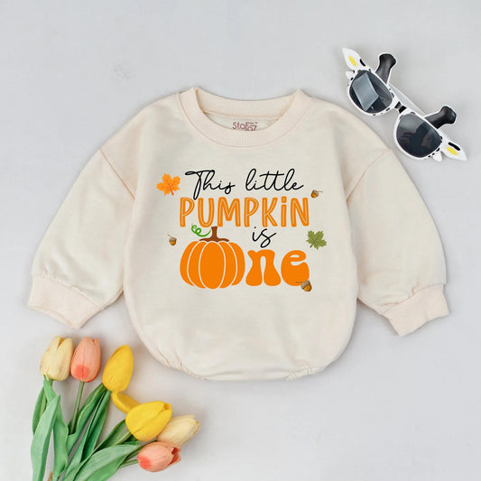 This Little Pumpkin Is One! Fall Baby Girl Birthday Outfit Romper, 1st Birthday Shirt, Halloween Costume, Autumn Gift