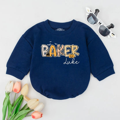 Retro Halloween Baby Bubble Romper Custom Name Spooky Fall Infant Clothes for Baby Boys Halloween Gift