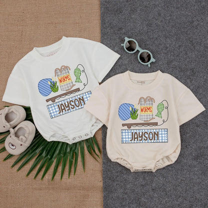 Fishing Buddy Custom Bubble Romper Personalized Baby Boy Clothes Toddler Fisherman Gift Summer Outdoor Adventure